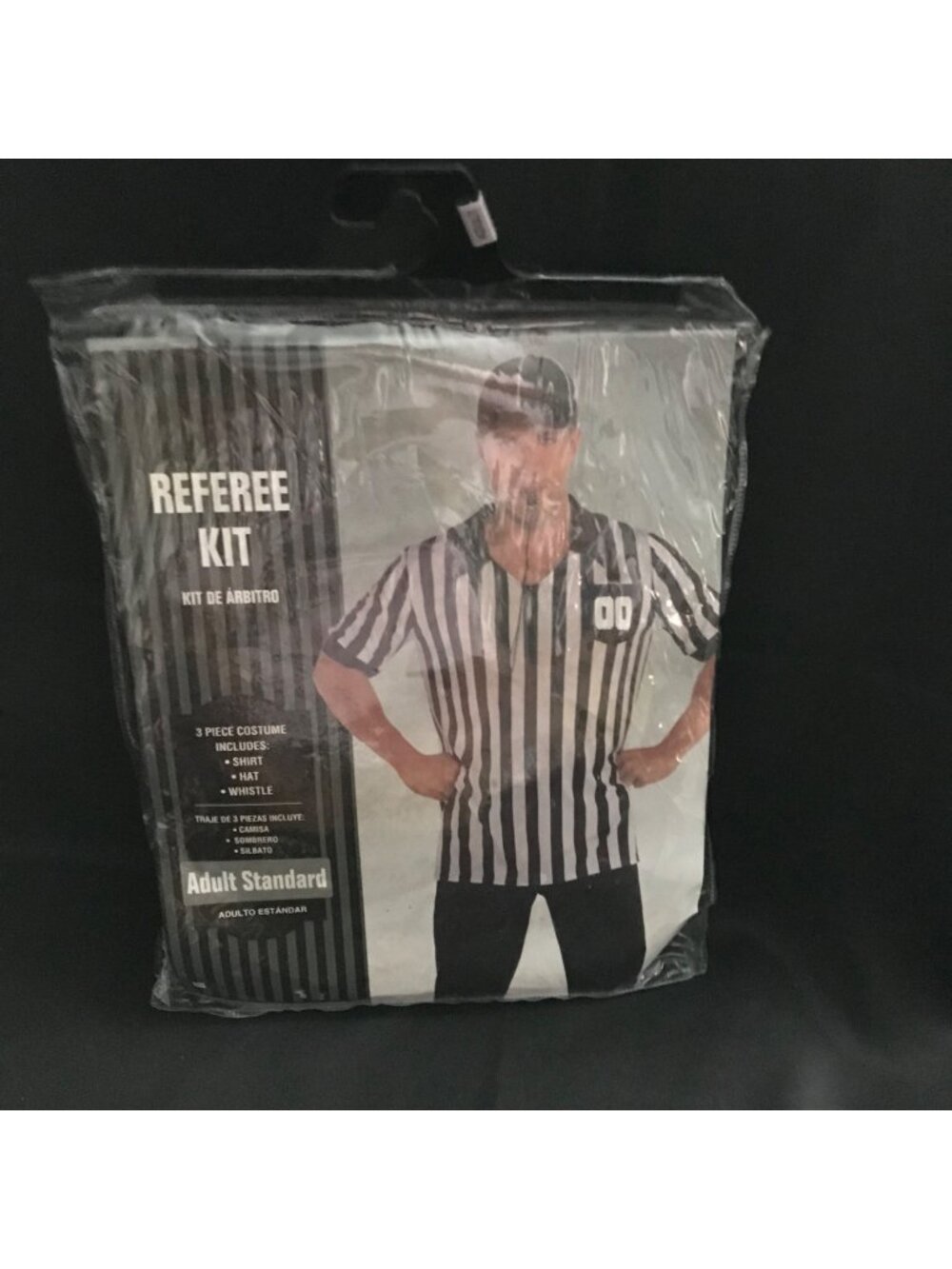 Referee Kit Adult Standard Costume Shirt Hat Whistle 3 Piece Halloween NIP